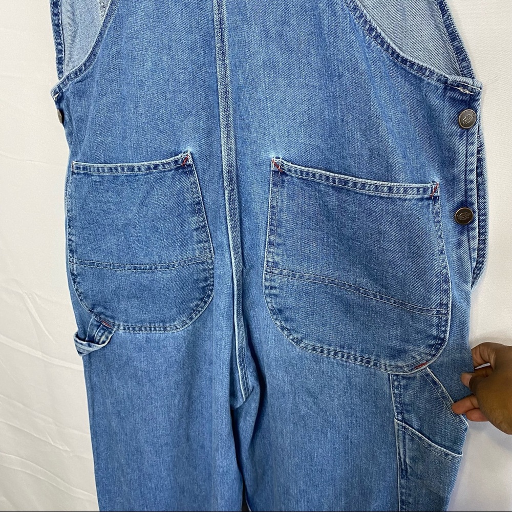 Dickies Men's Vintage Stone Washed Indigo Denim Blue Overall 34 x 34 - Picture 8 of 13